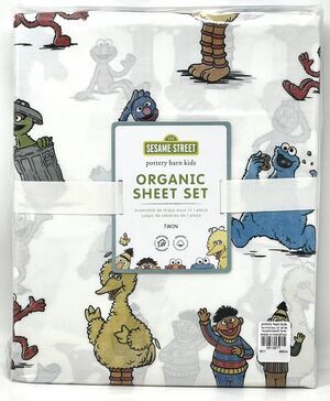 Pottery Barn Kids Sesame Street TWIN SIZE Organic Sheet Set of 3 Pc Big Bird